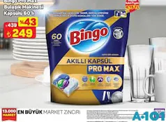 BİNGO BULAŞIK MAKİNESİ KAPSÜLÜ TABLETİ 60'LI
